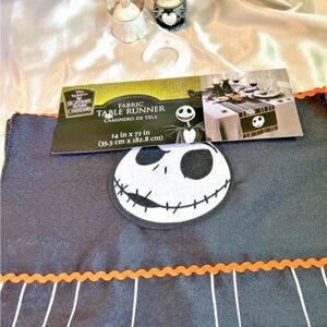 Nightmare Before Christmas Table Runner and two miniature snow globes